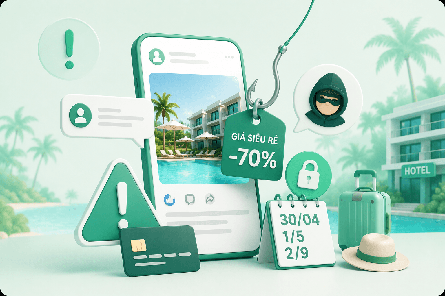 Bẫy lừa đảo đặt phòng giá rẻ qua mạng xã hội dịp nghỉ lễ