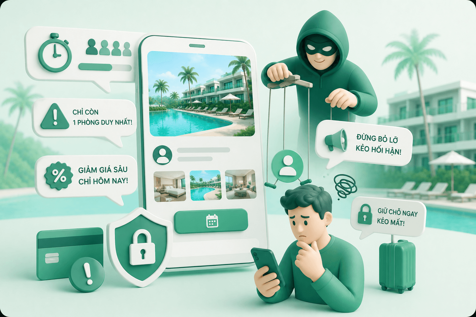 Các chiêu trò thao túng tâm lý của kẻ lừa đảo khi đặt phòng